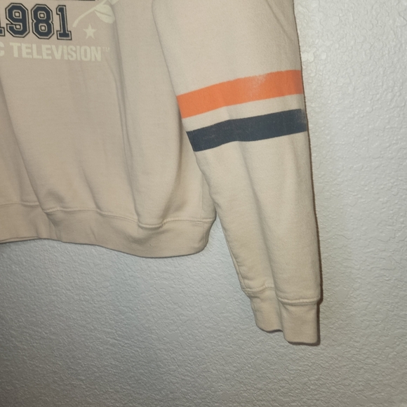 MTV Sweater Sweatshirt Medium Cream S Small Long Sleeve Graphic Music Television - Picture 6 of 10